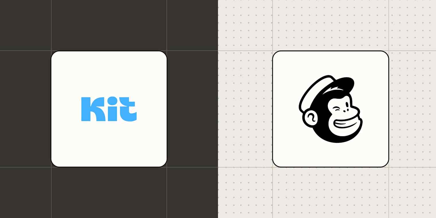 Hero image for app comparisons with the ConvertKit and Mailchimp logos