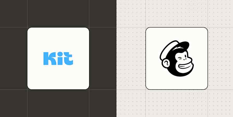 Hero image for app comparisons with the ConvertKit and Mailchimp logos