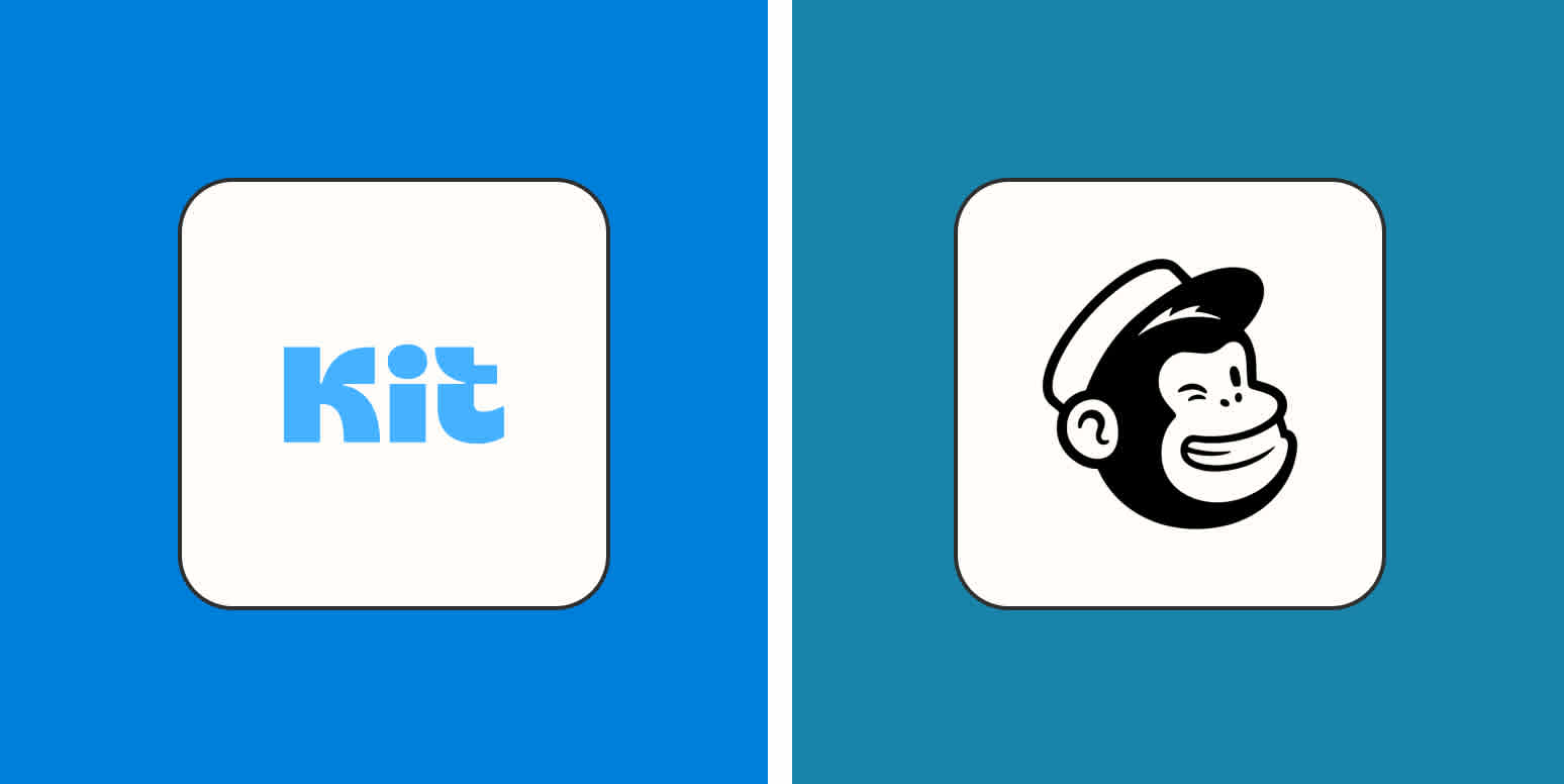 Hero image for app comparisons with the ConvertKit and Mailchimp logos