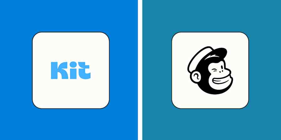 Hero image for app comparisons with the ConvertKit and Mailchimp logos