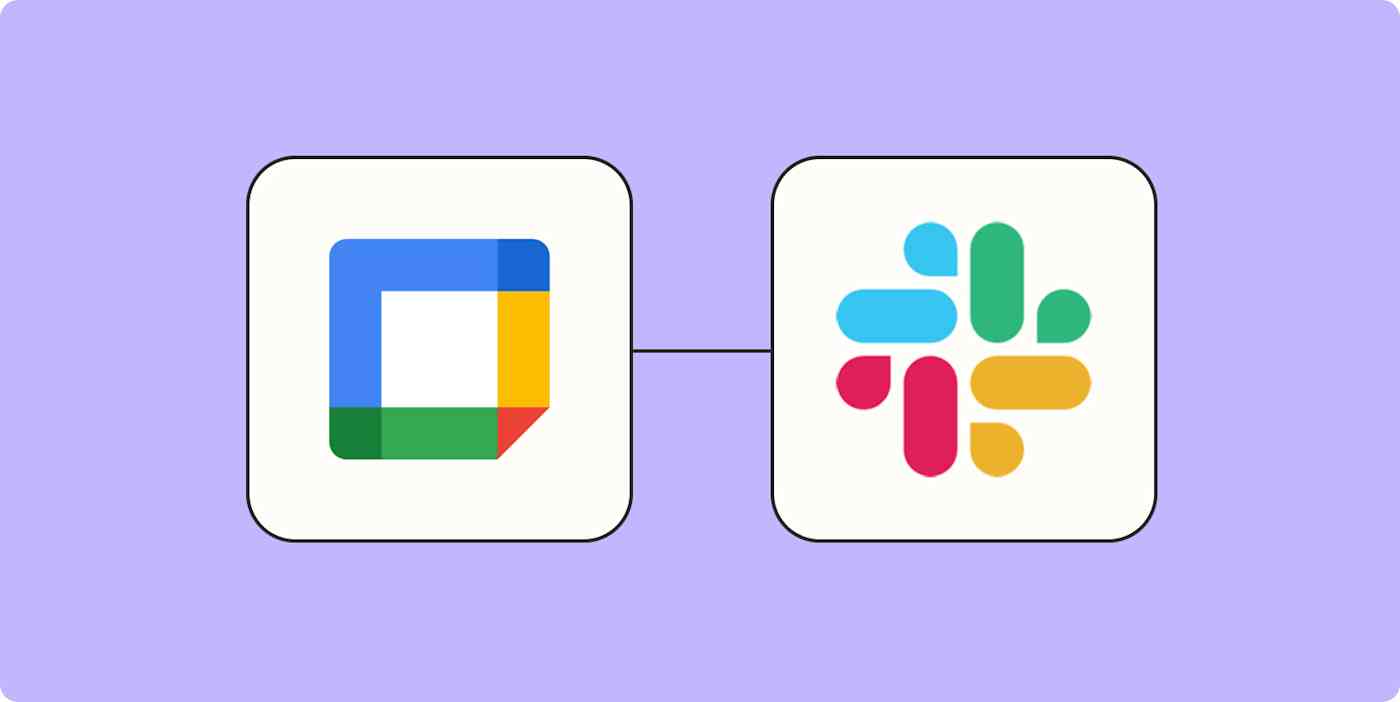 Hero image of the Google Calendar logo connected to the Slack logo.