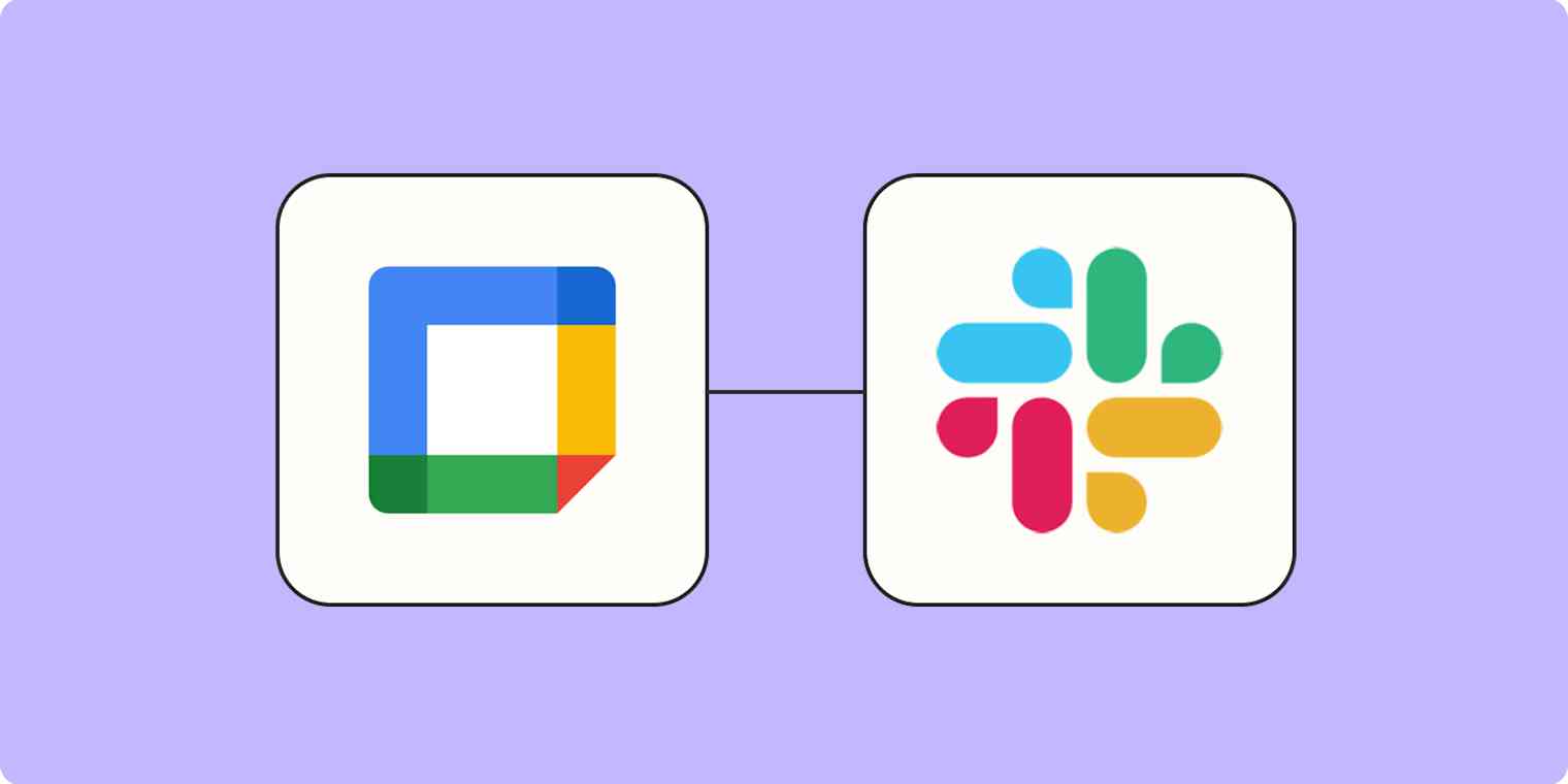 Hero image of the Google Calendar logo connected to the Slack logo.