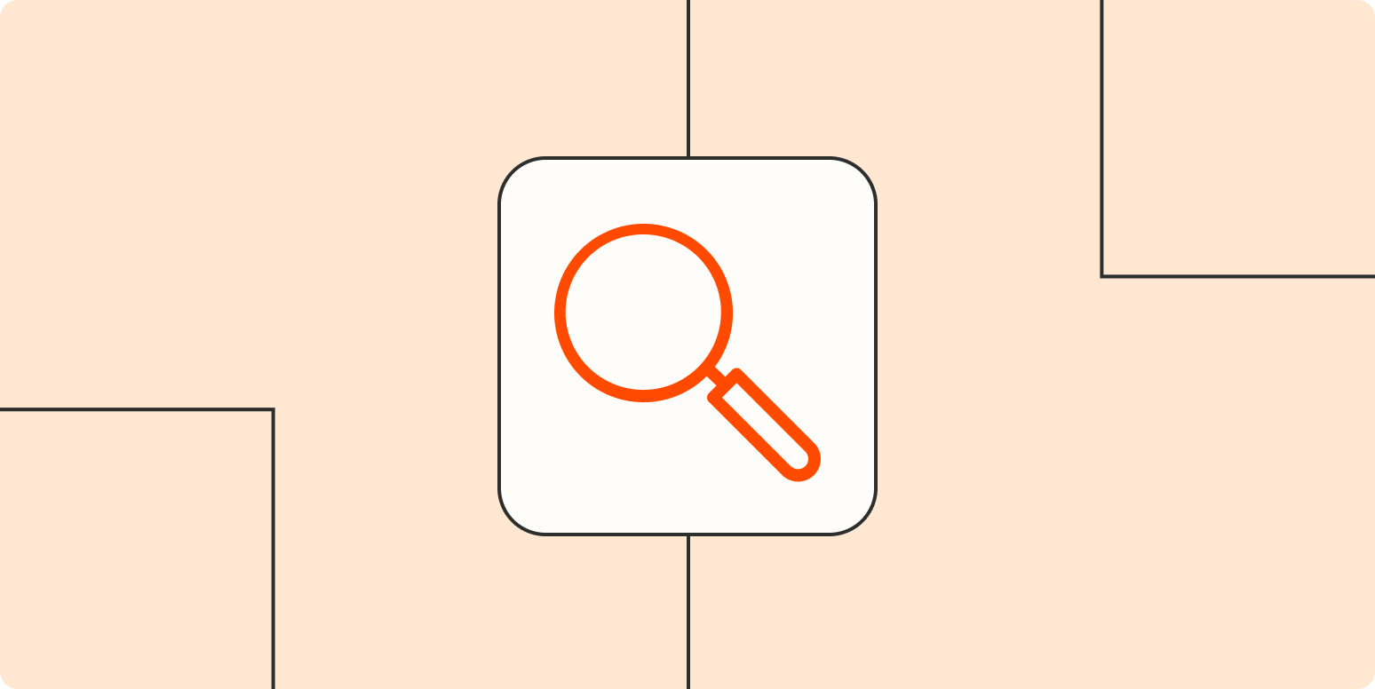 Hero image with an icon of a magnifying glass (search)