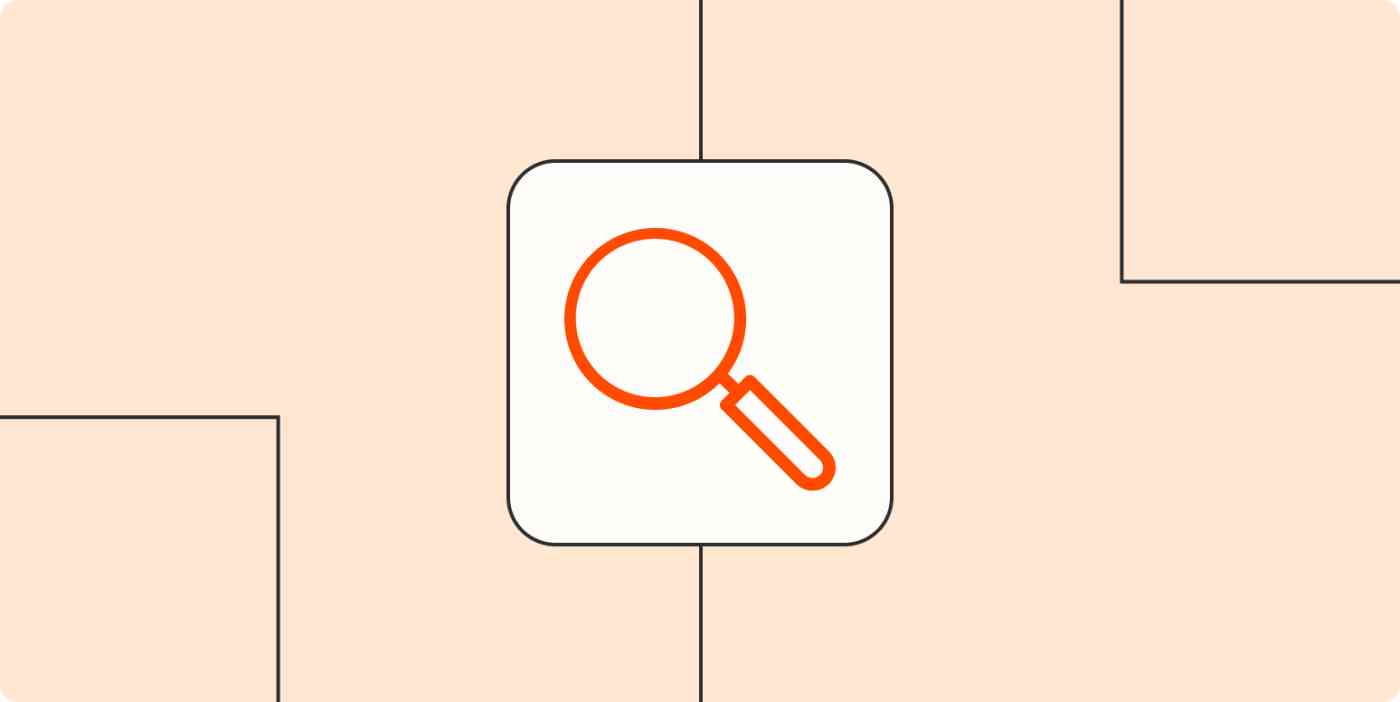 Hero image with an icon of a magnifying glass (search)