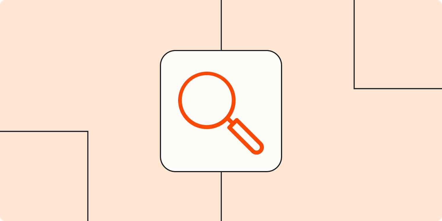 Hero image with an icon of a magnifying glass (search)