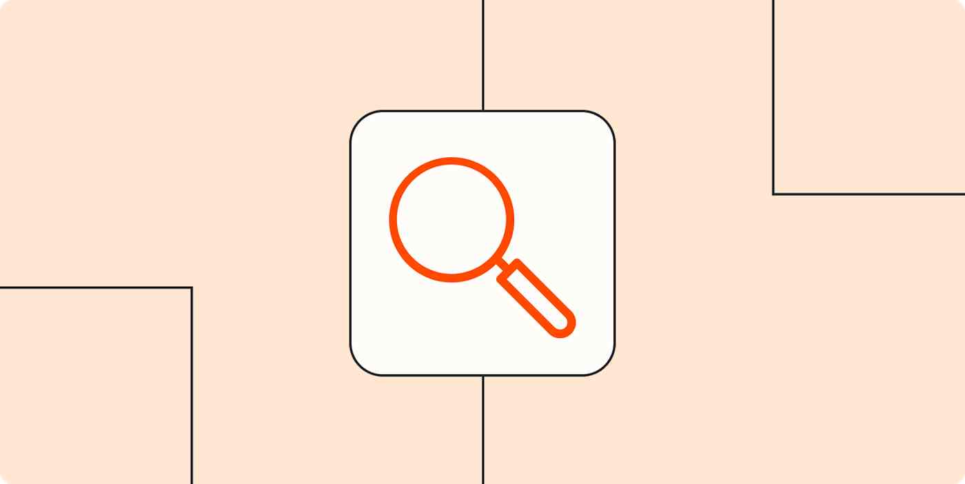 Hero image with an icon of a magnifying glass (search)