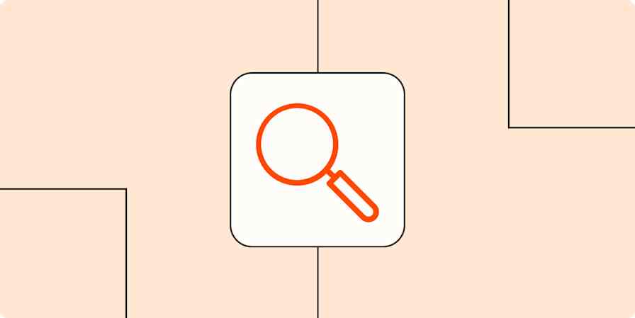 Hero image with an icon of a magnifying glass (search)