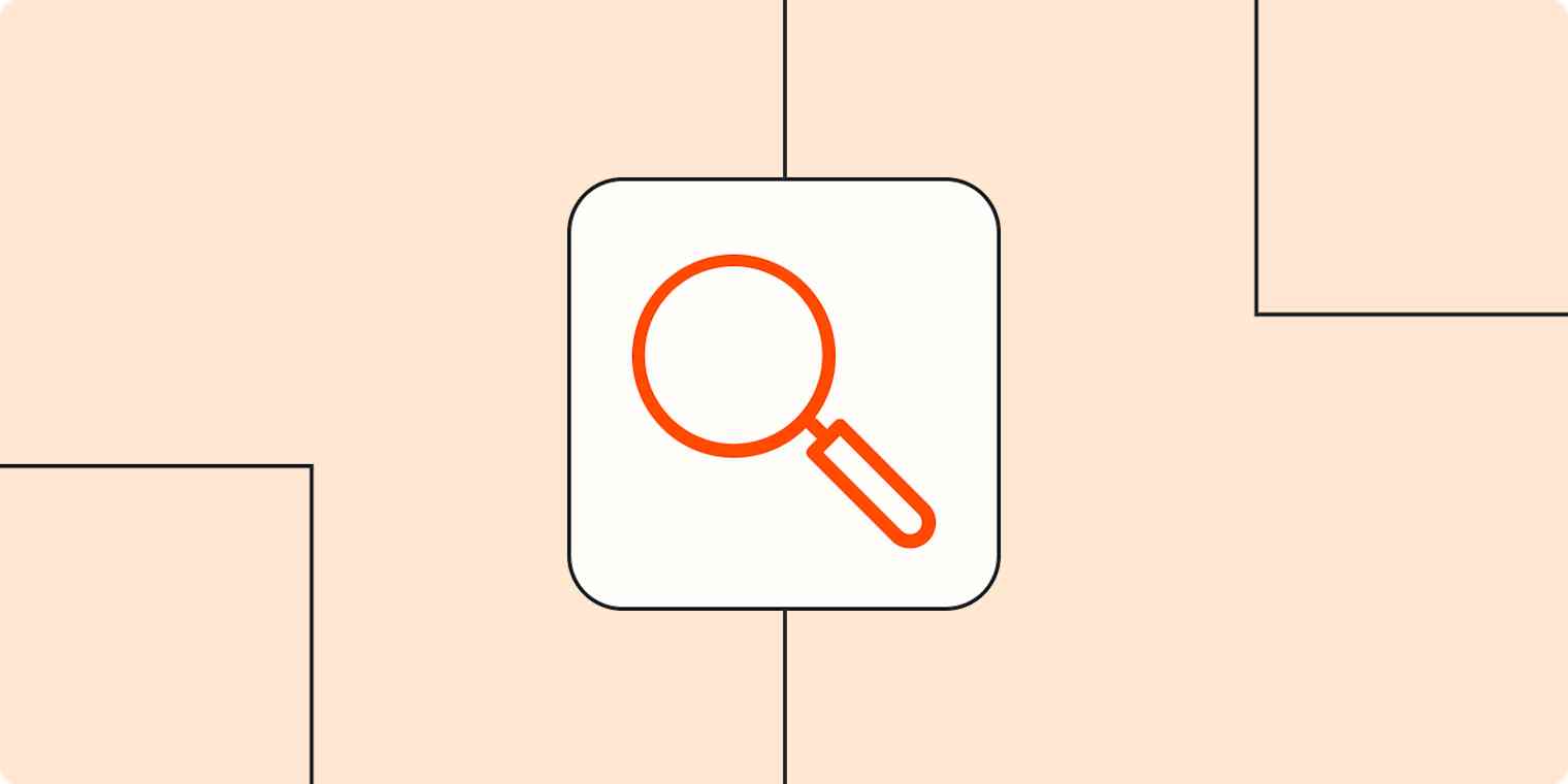 Hero image with an icon of a magnifying glass (search)