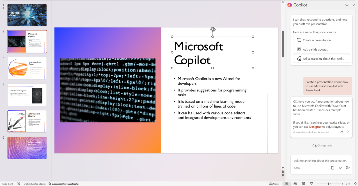 Microsoft Copilot in PowerPoint