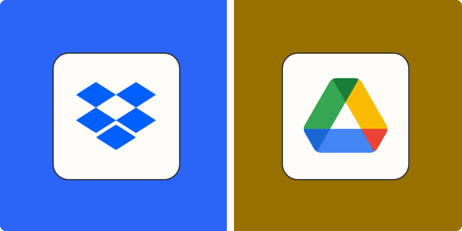 Hero image for app comparisons with the Dropbox and Google Drive logos