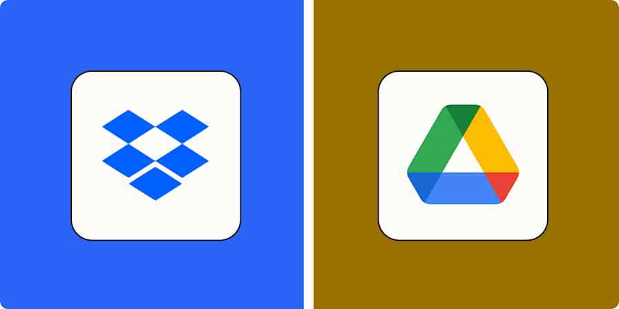 Hero image for app comparisons with the Dropbox and Google Drive logos