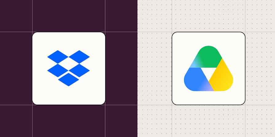 Imagen principal para comparaciones de aplicaciones con los logotipos de Dropbox y Google Drive