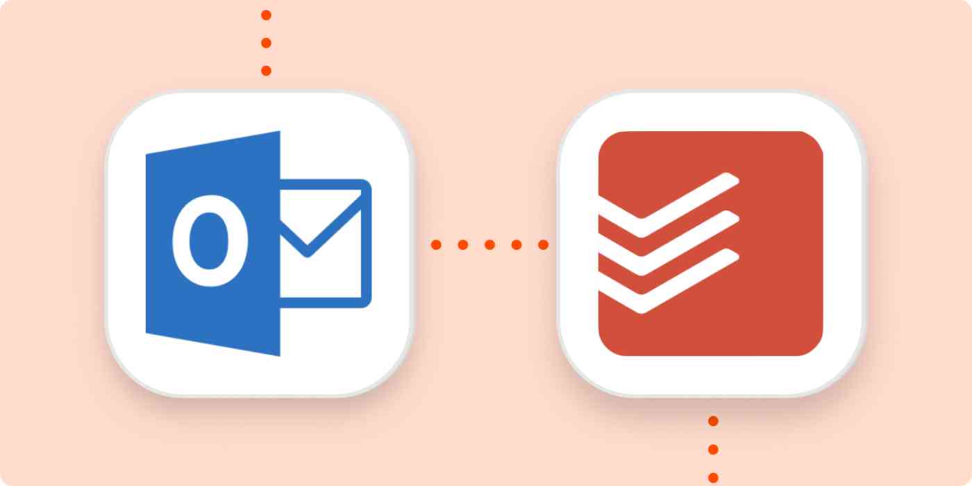 The Outlook and Todoist logos in white squares on an orange background.