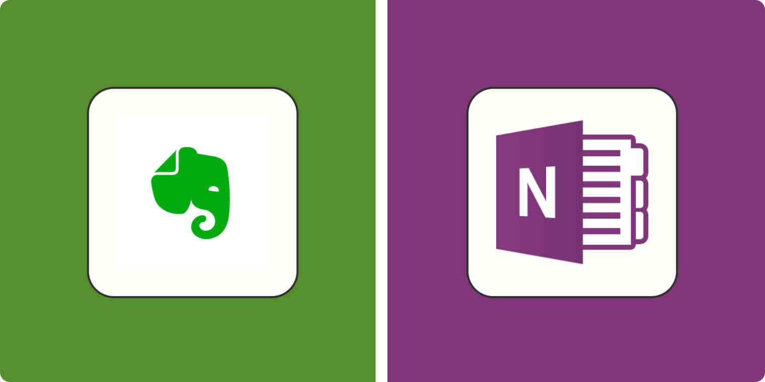 Hero image for app comparisons with the Evernote and OneNote logos