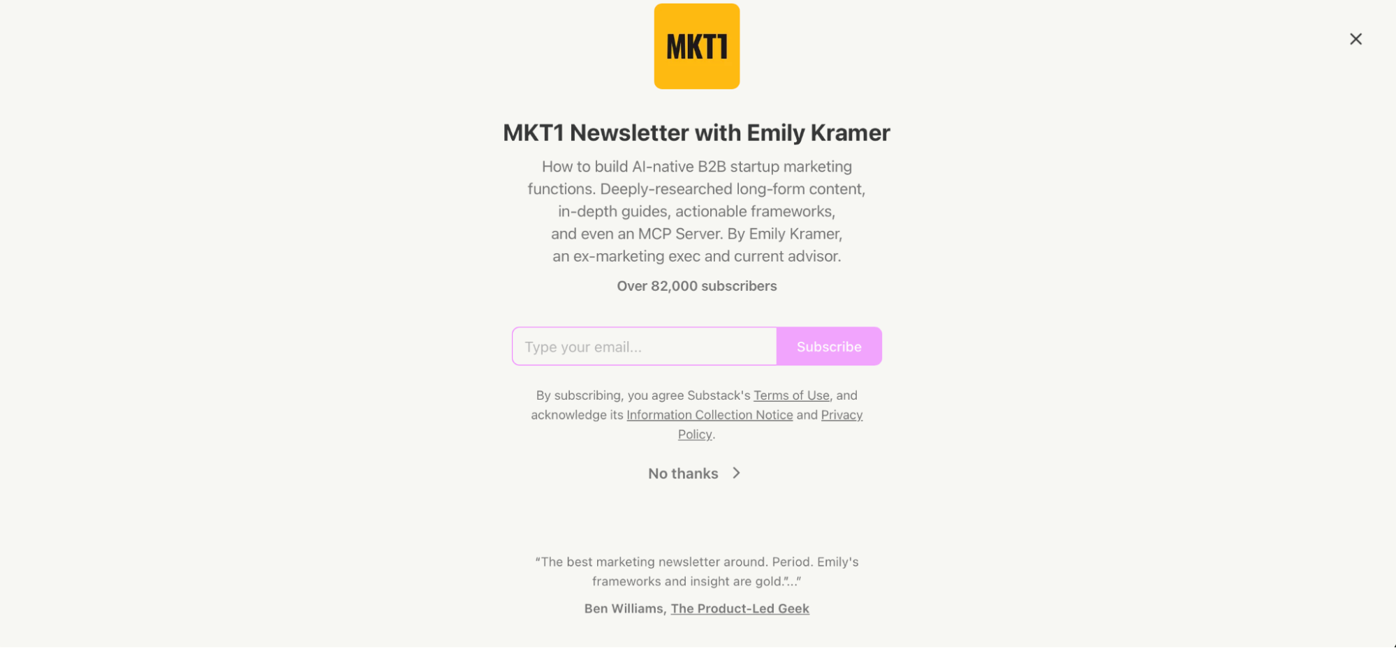 MKT1, our pick for the best marketing newsletter for B2B marketers