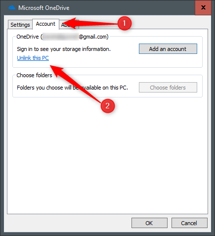 Unlink this PC button
