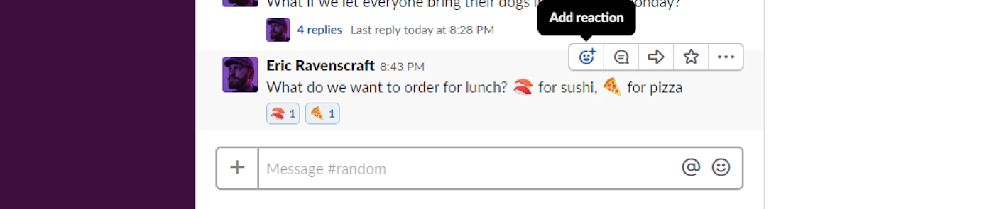 Reacji in Slack