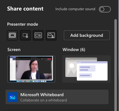 Starting a whiteboard in Microsoft Teams