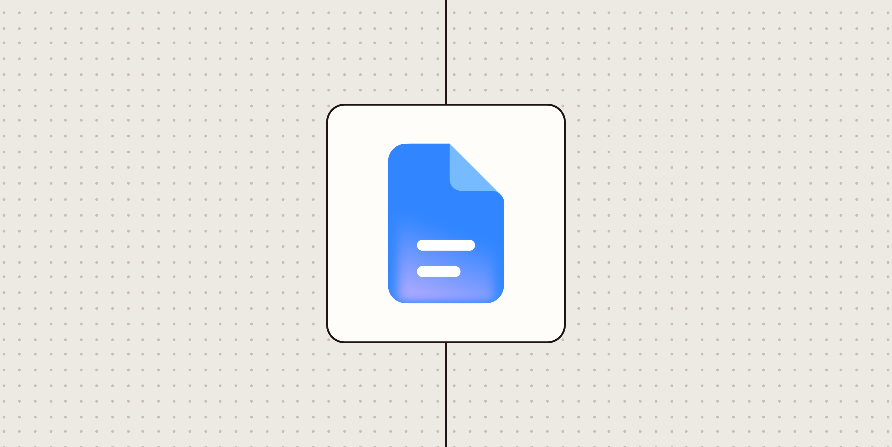 Google Docs logo against a beige dotted background.