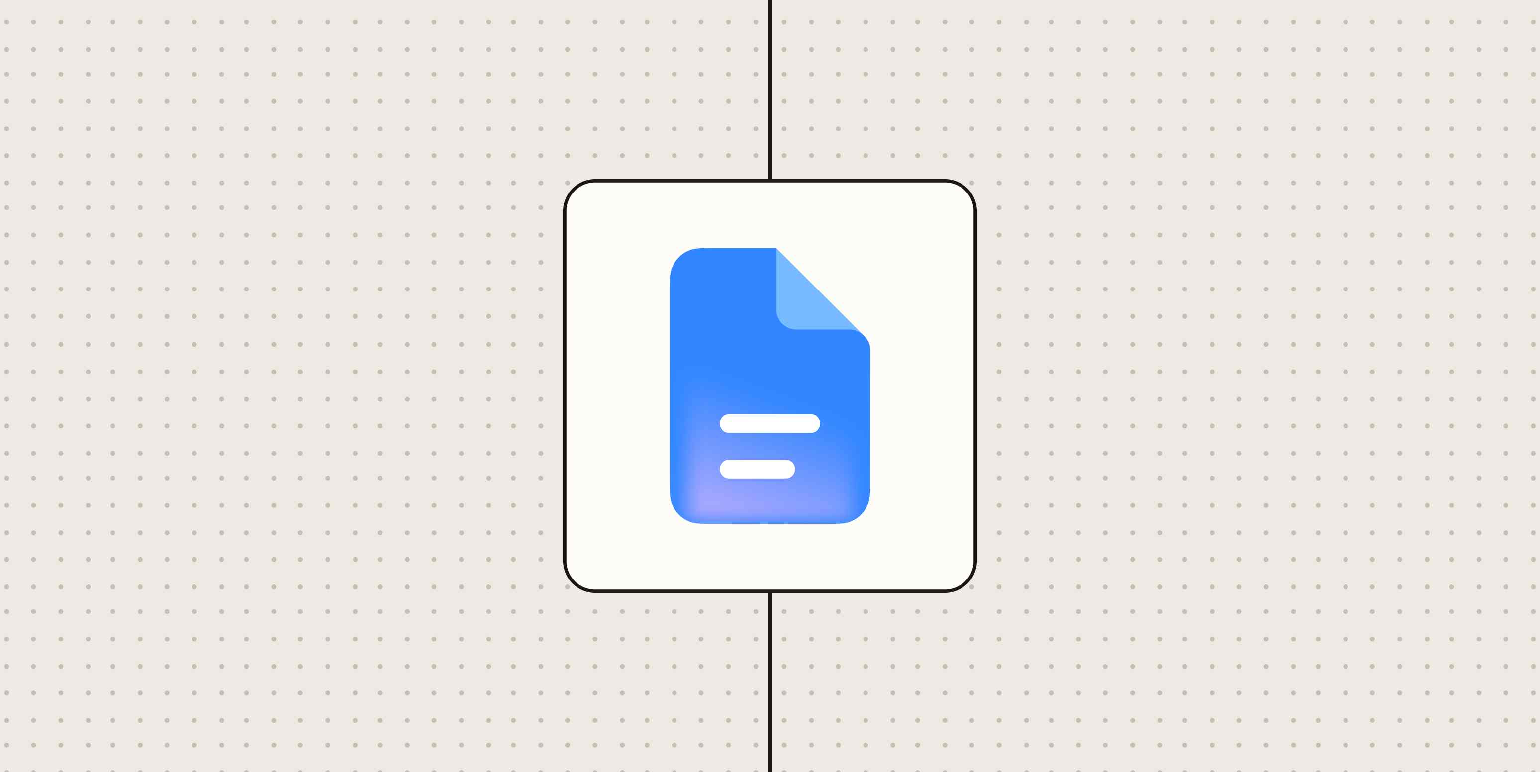 Google Docs logo against a beige dotted background.