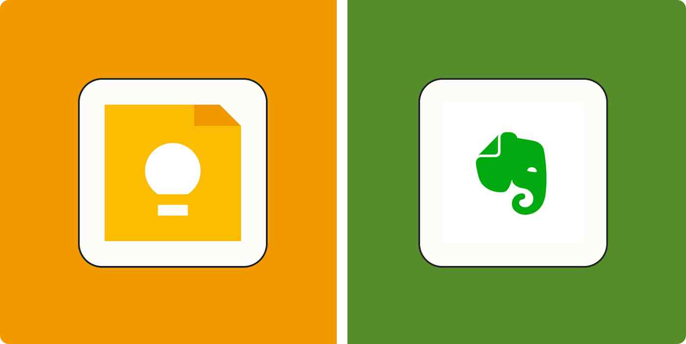 Hero image for app comparisons with the logos of Google Keep and Evernote