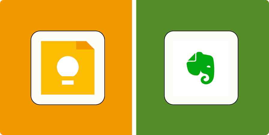 Hero image for app comparisons with the logos of Google Keep and Evernote