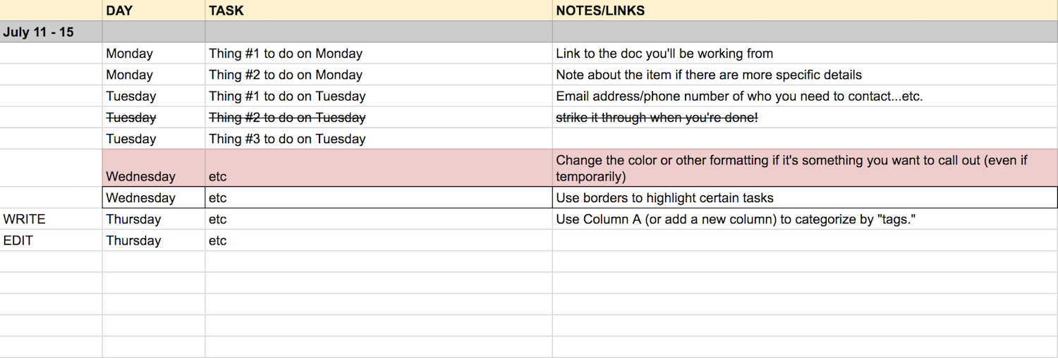 Google Sheets To Do List Template