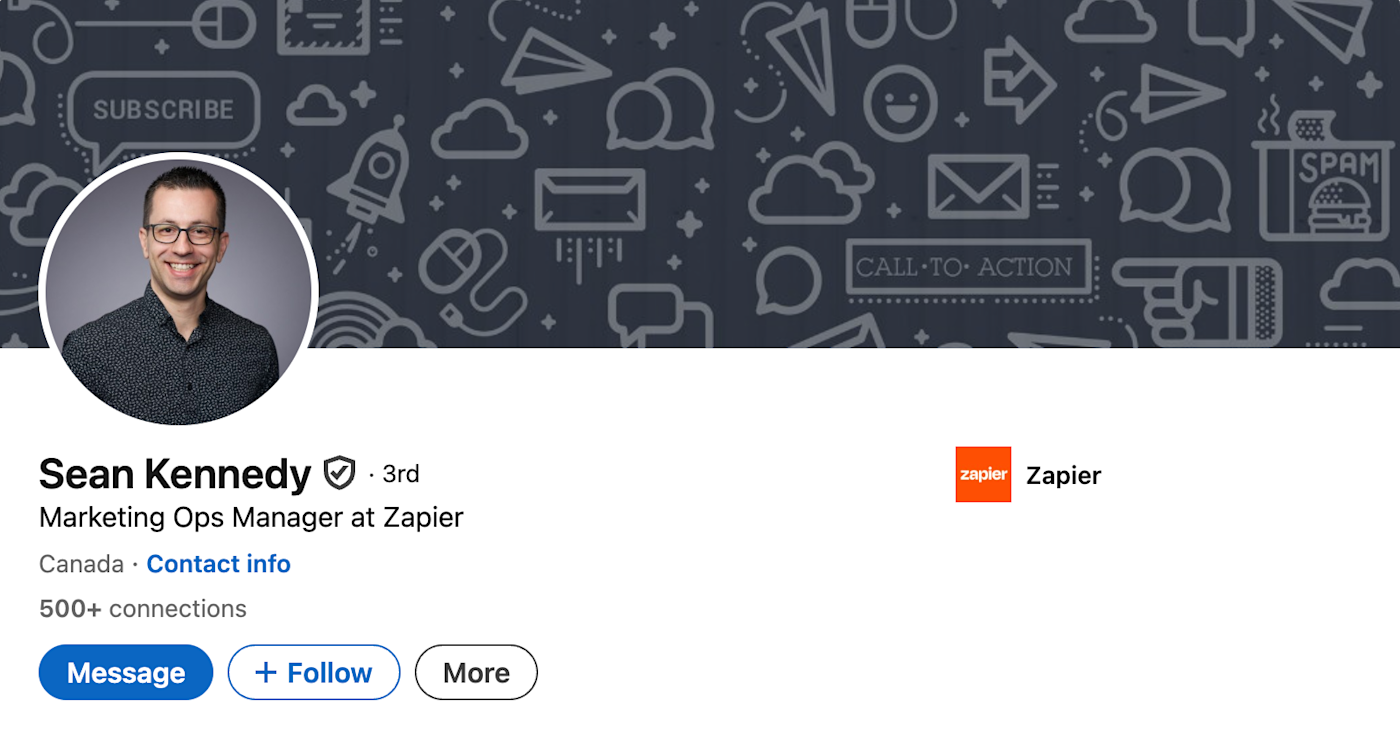 Screenshot of a LinkedIn banner idea showing minimalist icons.
