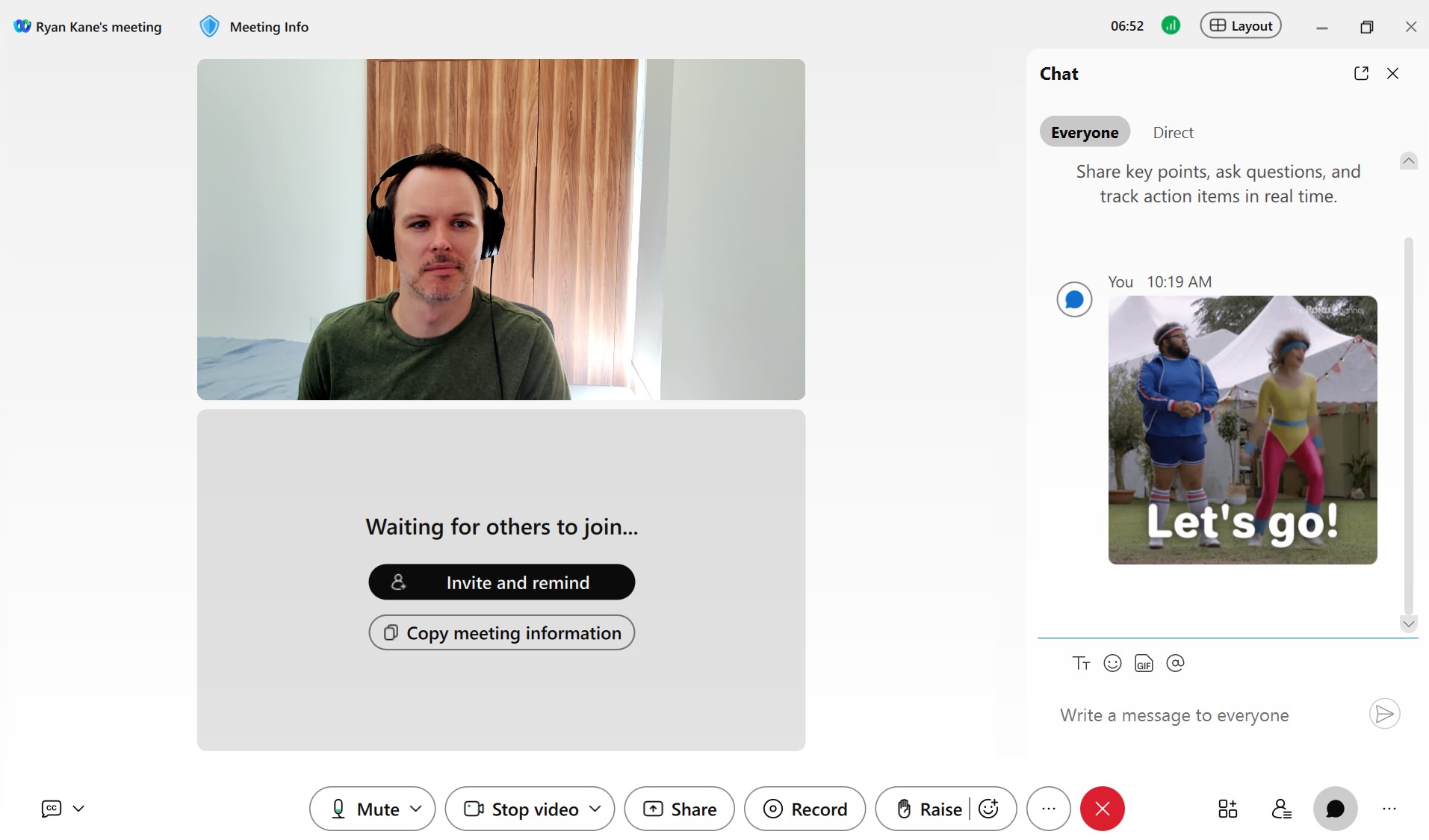 The Webex meeting interface