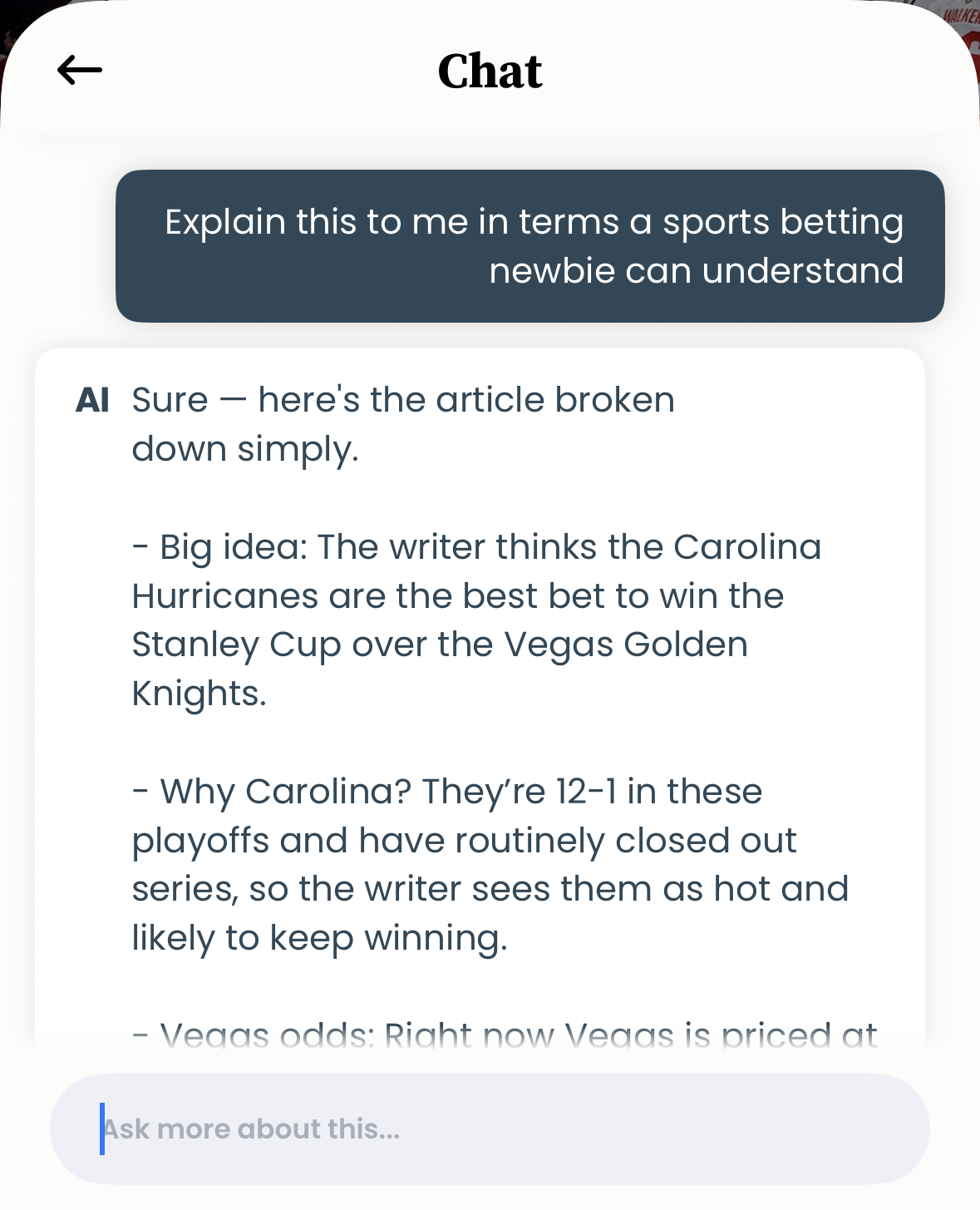 Chatting with the Rize news app