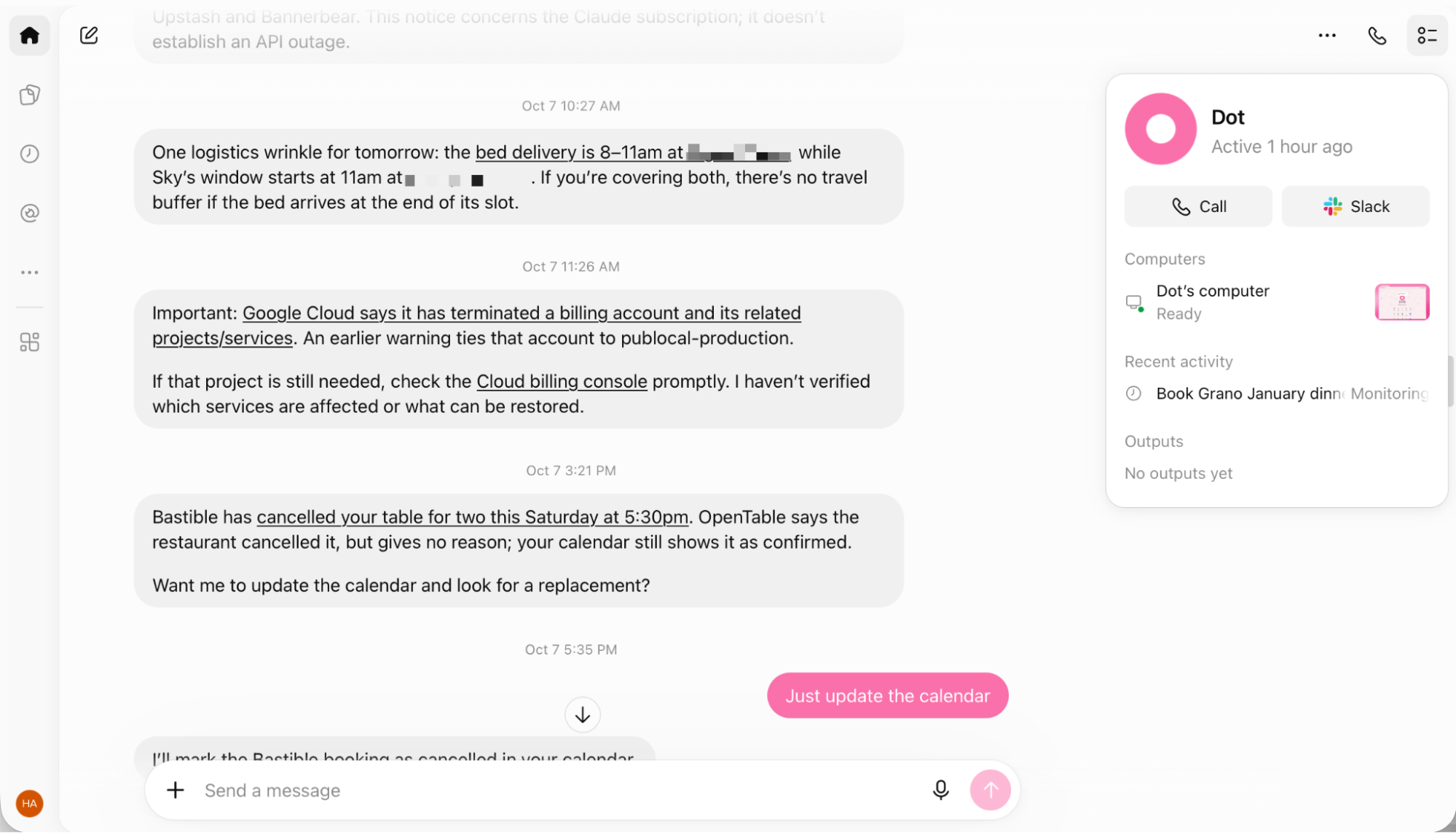 ChatGPT dots proactively suggesting things based on connected apps