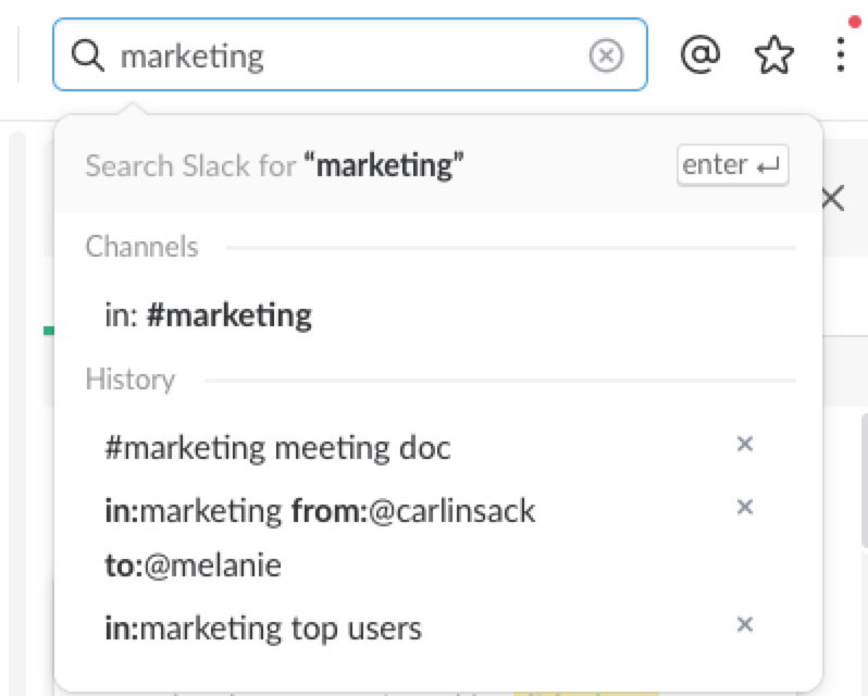 Slack search recommendations