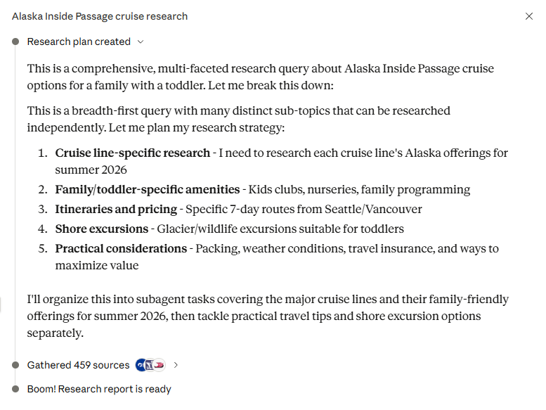 The thought process box in Claude