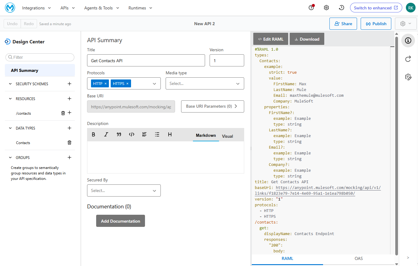 MuleSoft's API designer