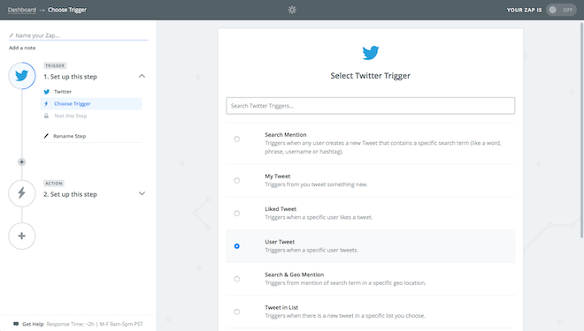 Create Twitter RSS feed in Zapier