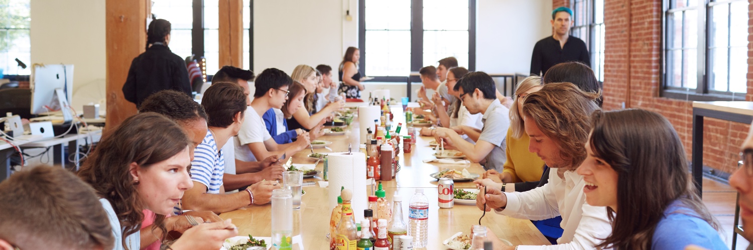 The Mode Analytics team sharing a meal