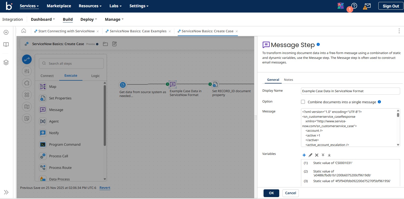 The Boomi workflow builder
