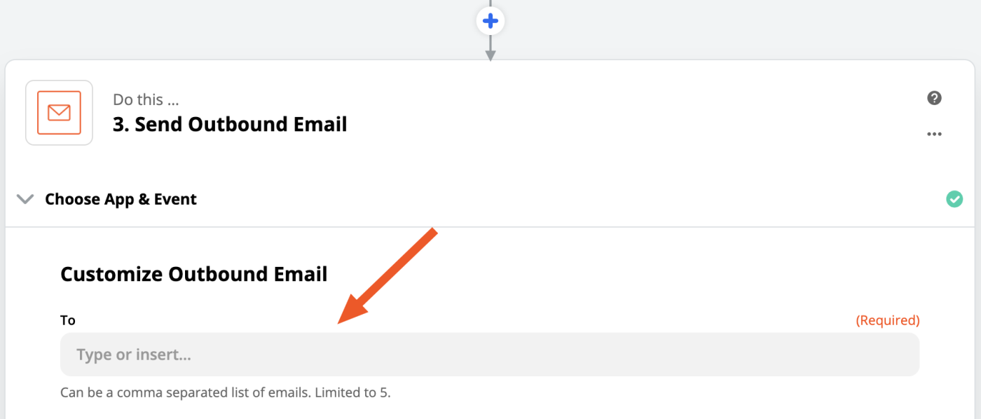 Add your email address to the email step