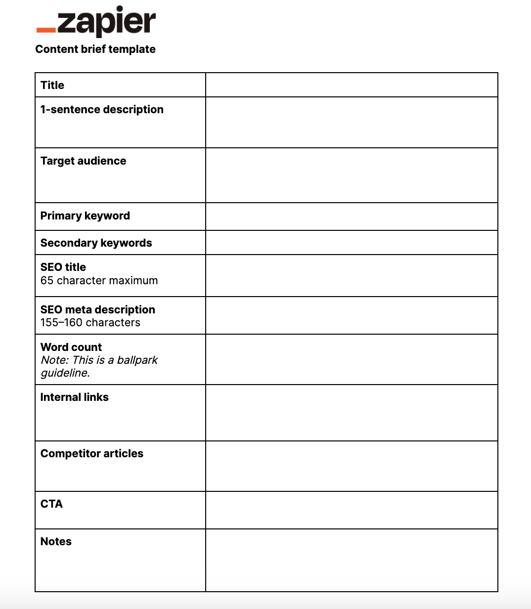 An image of the content brief template
