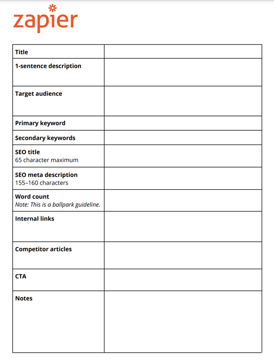 An image of the content brief template