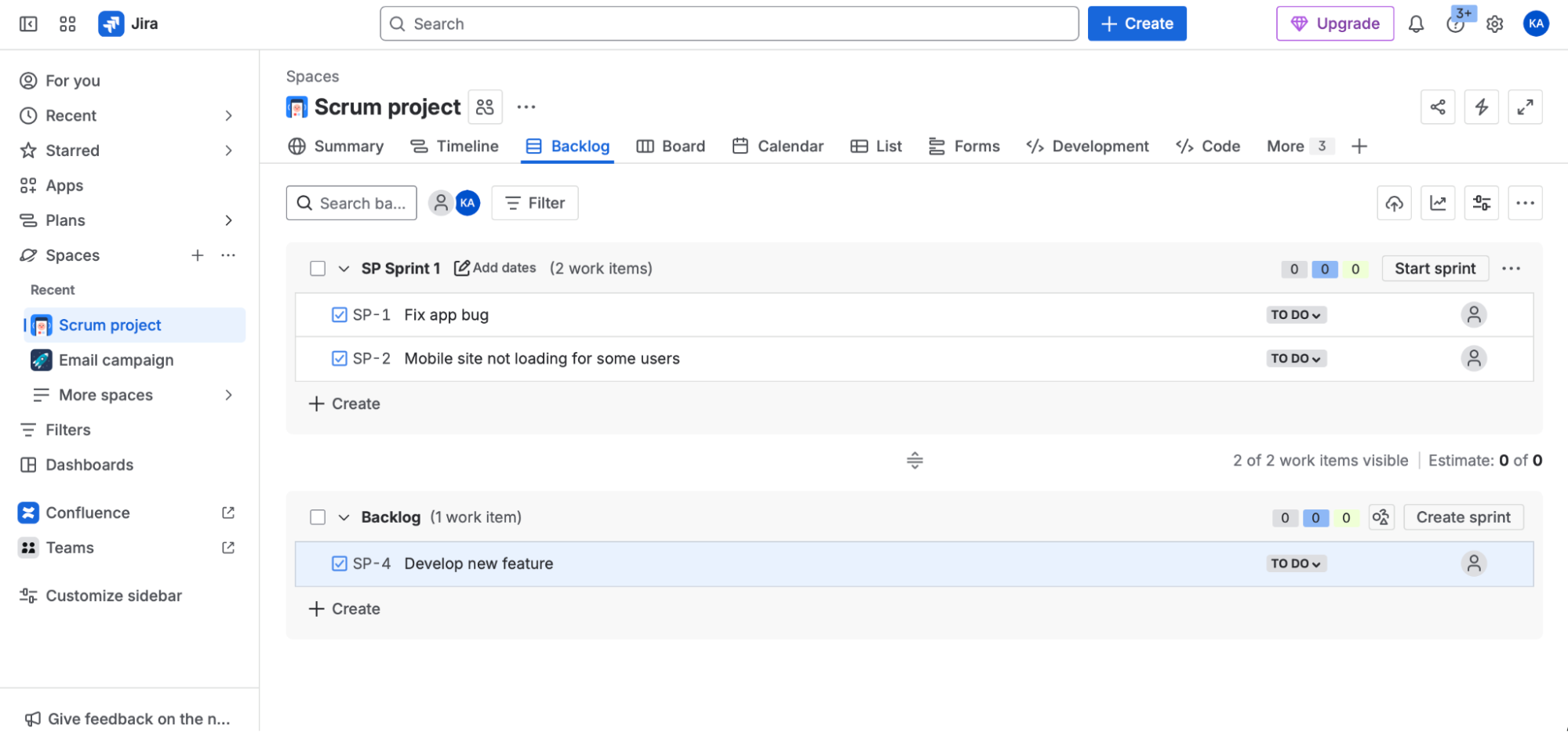 Jira, our pick for the best free project management software for Agile software development teams