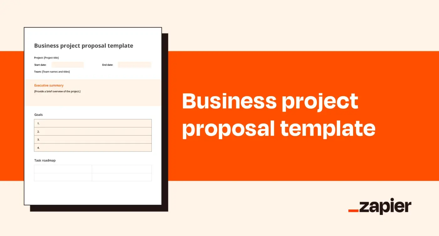 Mockup showcasing Zapier's business project proposal template