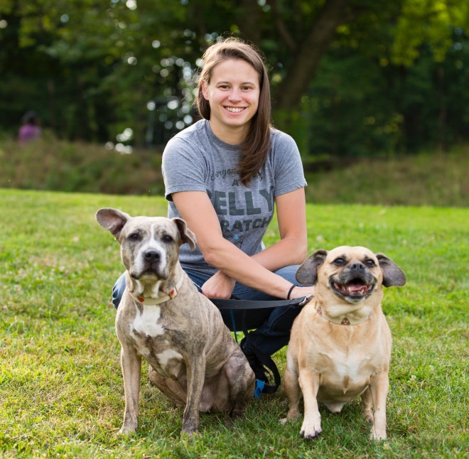 BarkBox founder, and crazy dog person, Carly, with her pups.