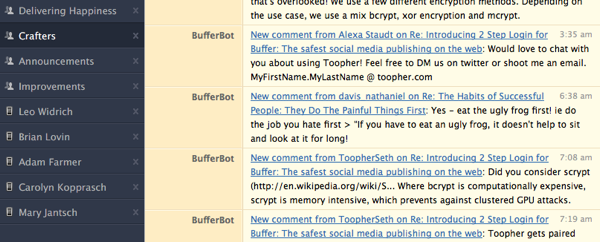 Buffer comments
