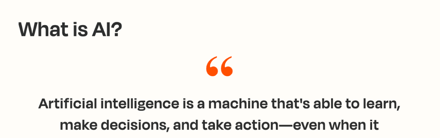 Screenshot of the current "What is AI? section