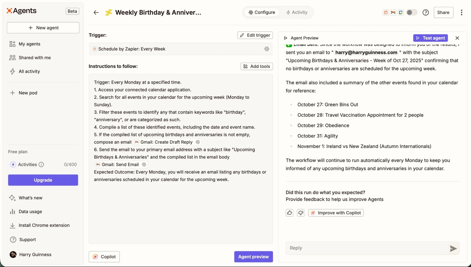 Zapier Agents, our pick for the best ChatGPT alternative for automation
