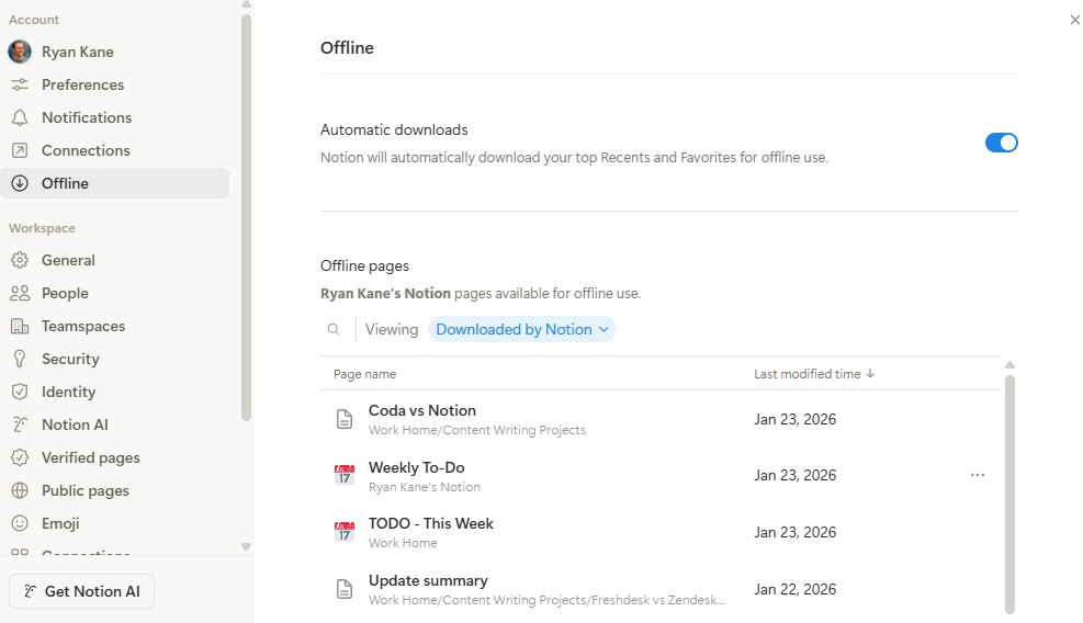 Offline mode in Notion
