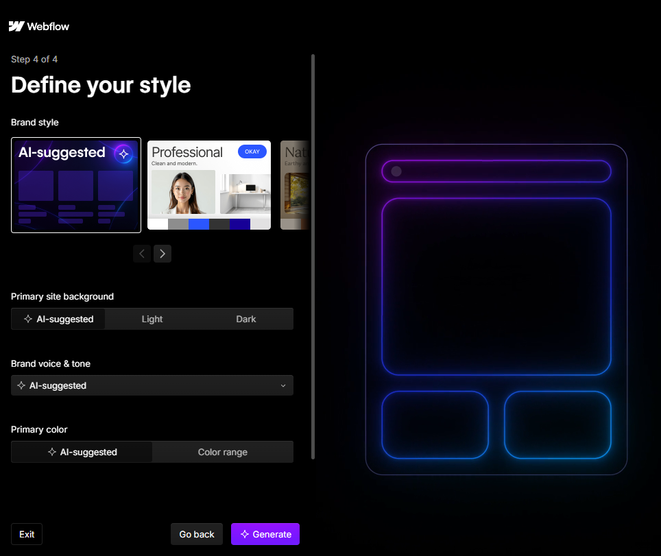 Generating a website with AI on Framer