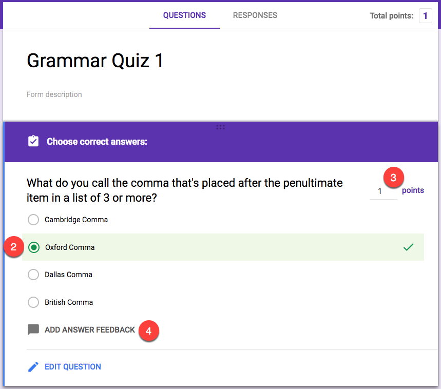 create an answer key in Google Forms
