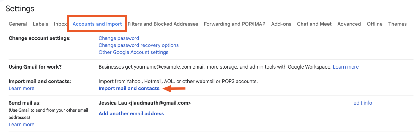 Cómo importar correo y contactos en Gmail.